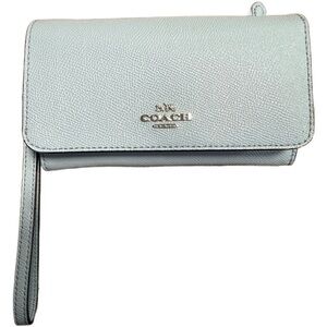 Coach Wristlet in Light Blue Leather